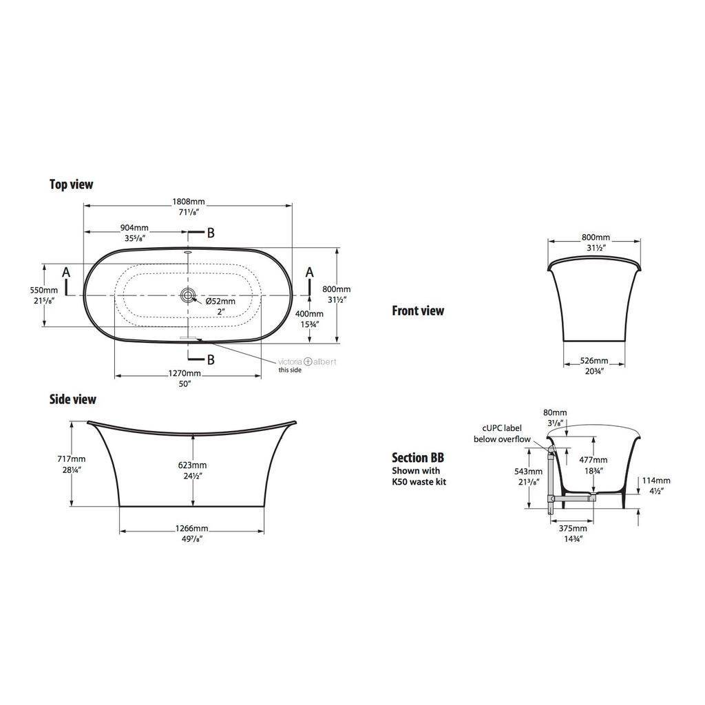 Victoria + Albert Toulouse Freestanding Tub With Overflow Standard White 2