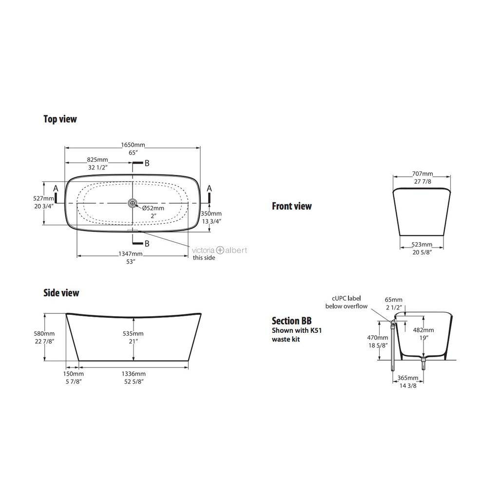 Victoria + Albert Trivento Freestanding Tub No Overflow Standard White 2