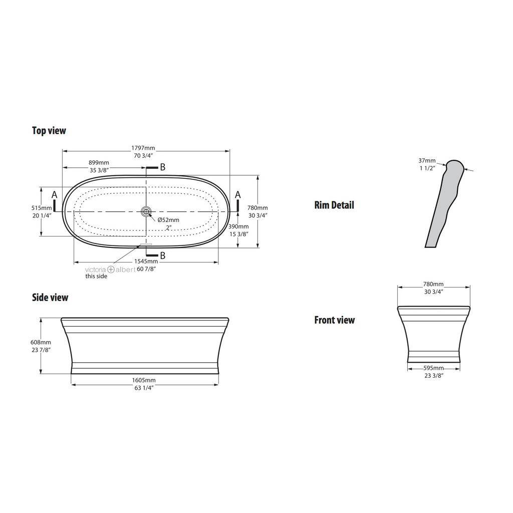 Victoria + Albert Worcester Freestanding Tub With Overflow Standard White 2