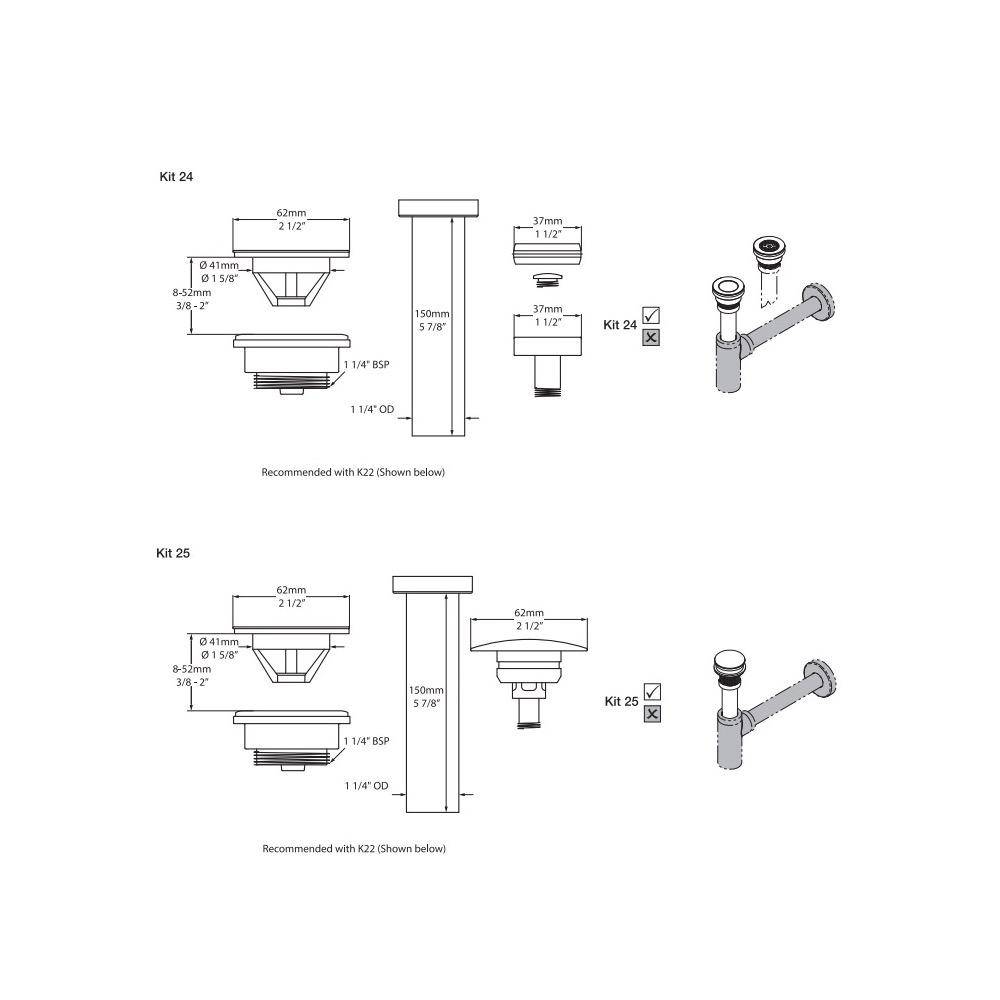 Victoria + Albert Kit 25 Universal Basin Drain Polished Chrome 2