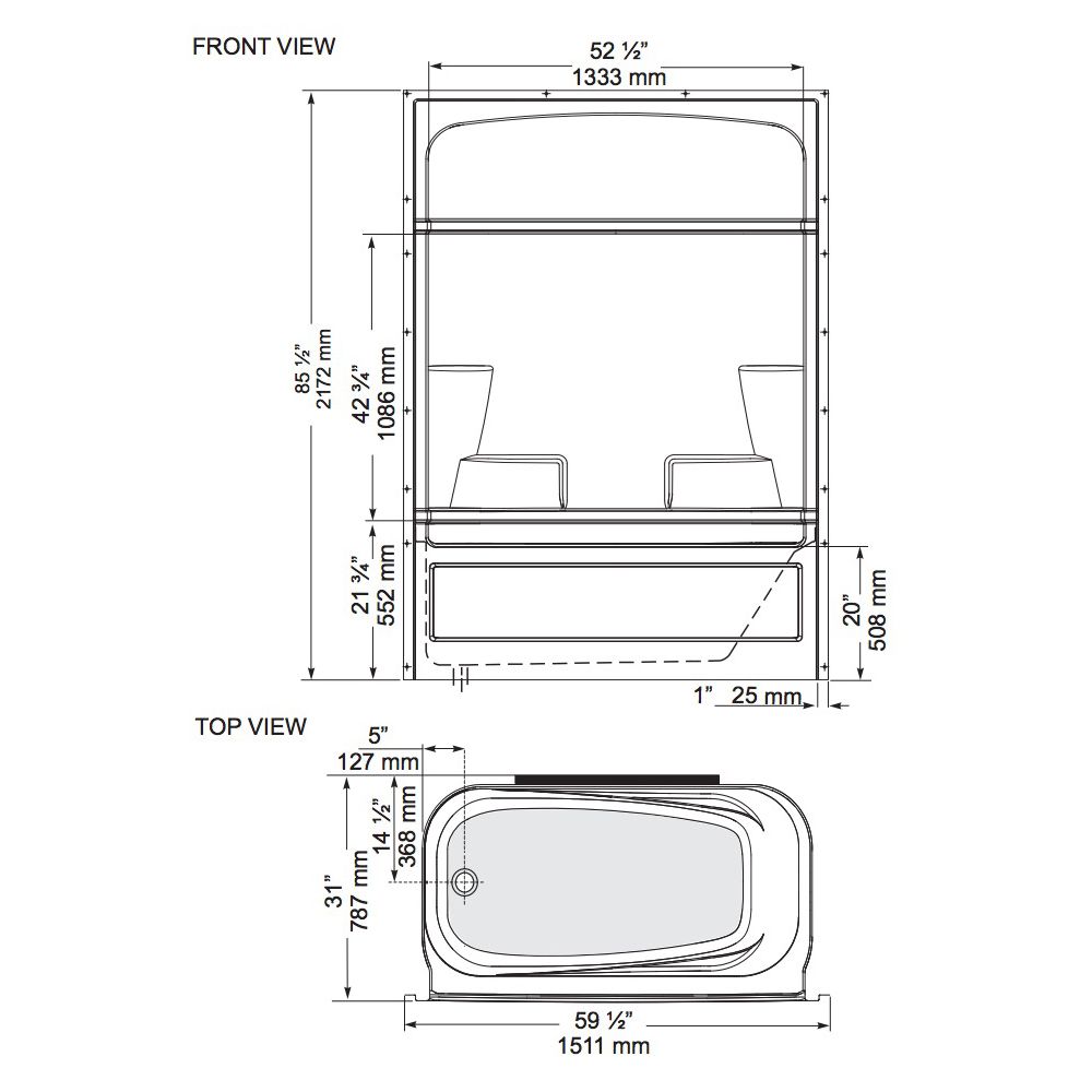 Mirolin KD53L Empire Tub Shower White 2