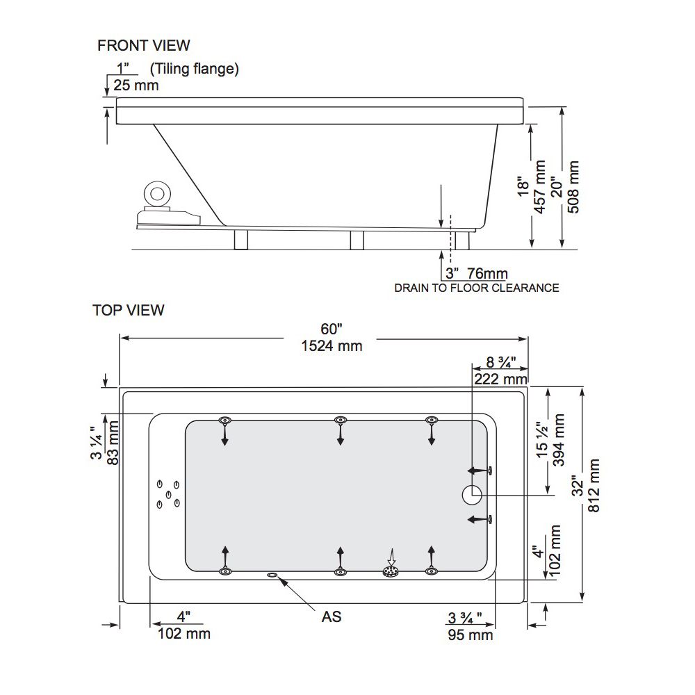 Mirolin BO64 Amalfi Alcove Bath Left White 2
