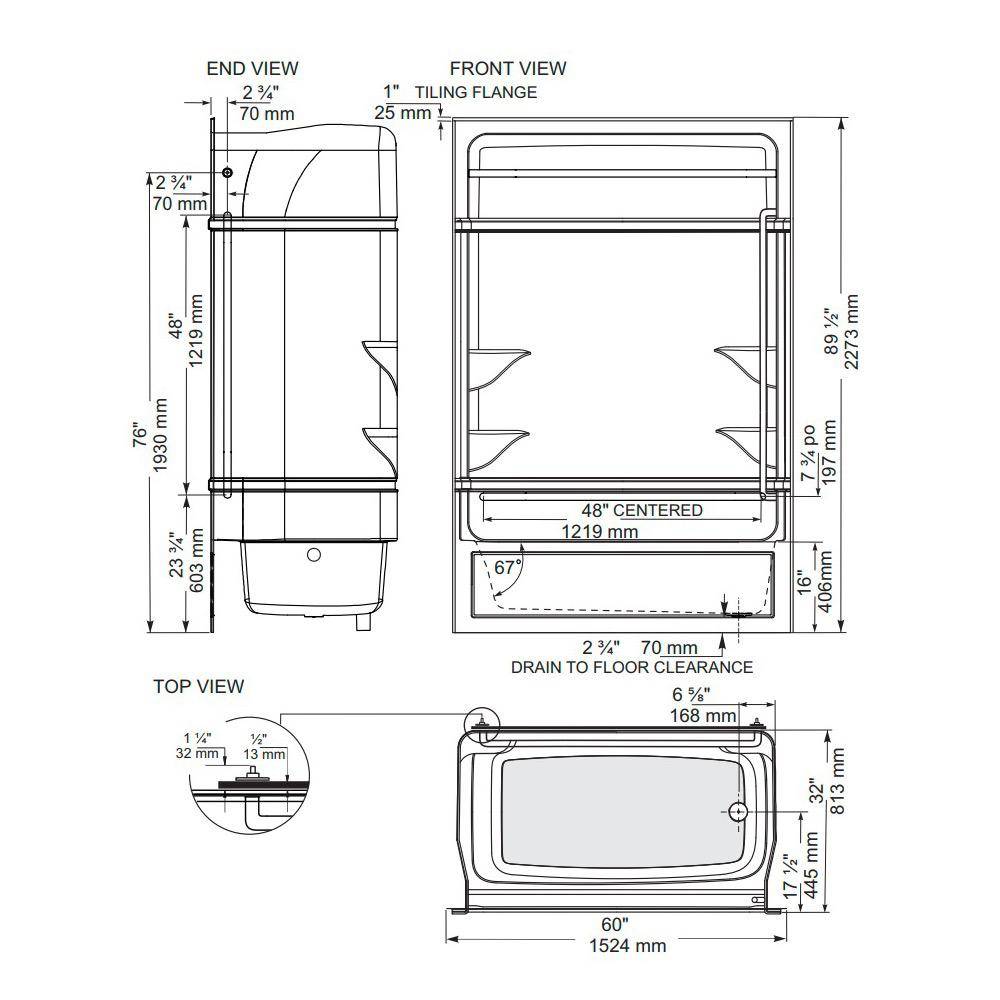 Mirolin RBF516 Riverdale Barrier Free Tub Shower Right Drain 2