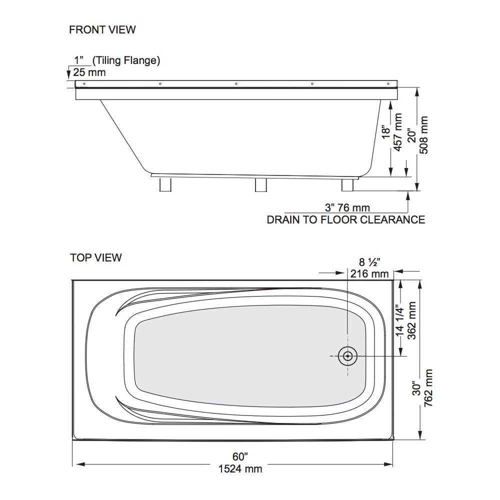 Mirolin GR6030 Gryphon Alcove Bath Right White 2