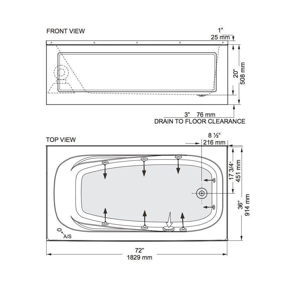 Mirolin TA7236L Left-Hand Drain Tucson III Skirted Bath White 2