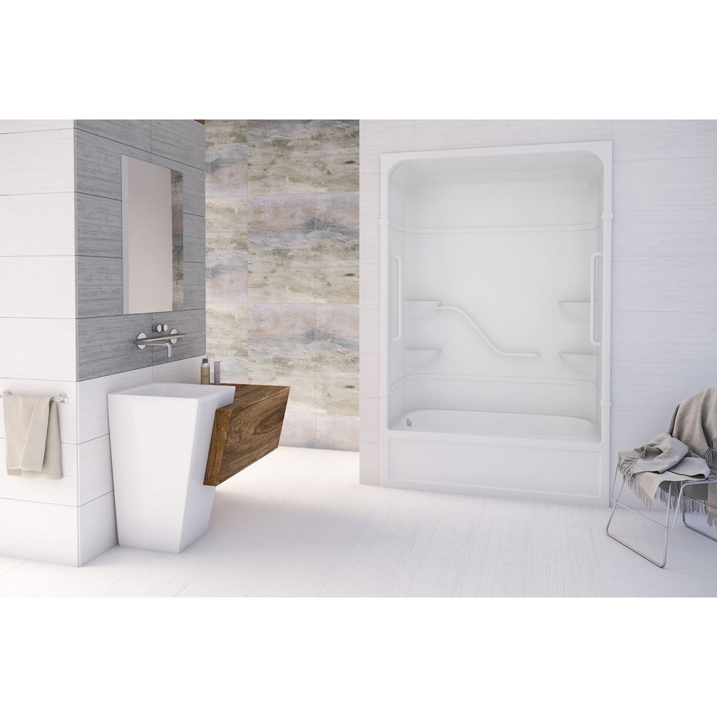 Mirolin FPL16L/R Parker 16 Free Living Series One Piece Shower White Bars 1
