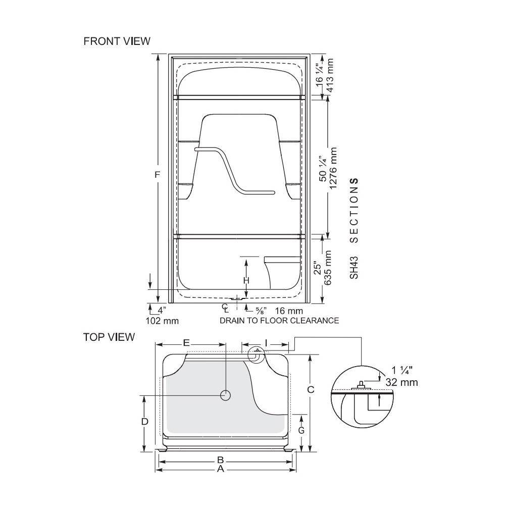 Mirolin SH43 Madison 4 Multi Shower Stall Right 2