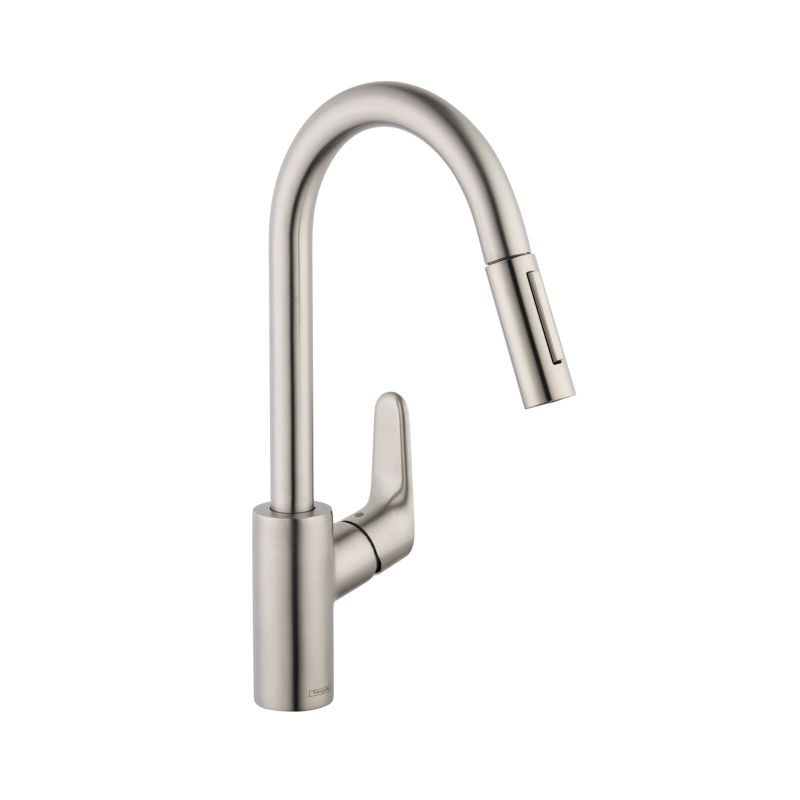 Hansgrohe 04505800 Focus HighArc Pull Down Kitchen Faucet Steel Optik 1