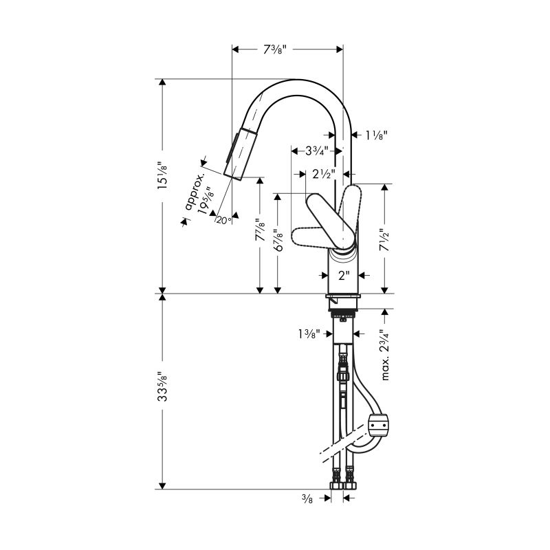 Hansgrohe 04506001 Focus HighArc Pull Down Prep Kitchen Faucet Chrome 2