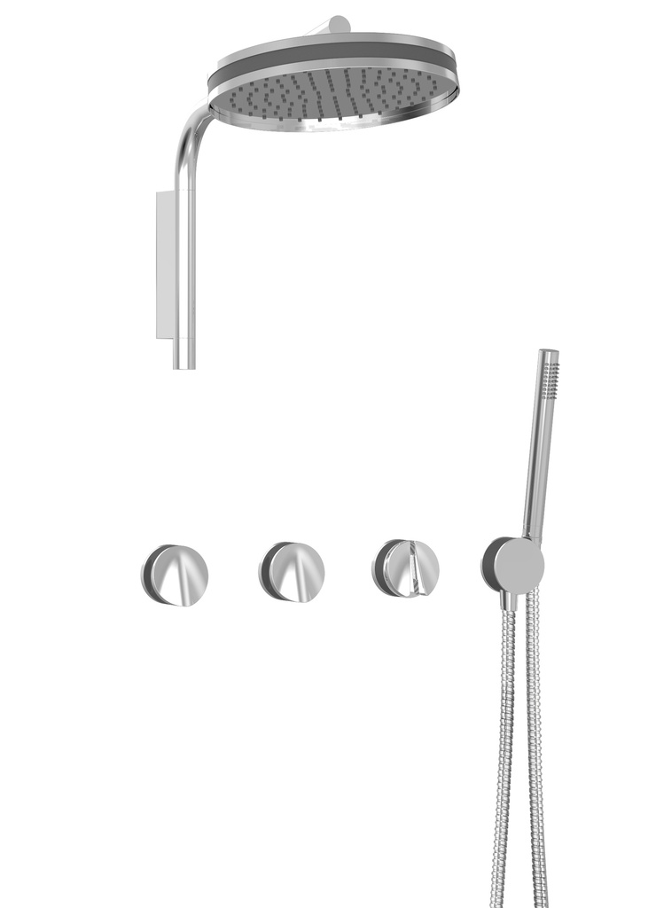 Baril PRO-3302-47-BG-NS Flora B47 Complete Thermostatic Shower Kit (Non-Shared Ports) White/Gold