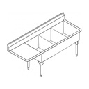 Franke STL2454L-1-2 Service Series 14 Gauge Triple Sink