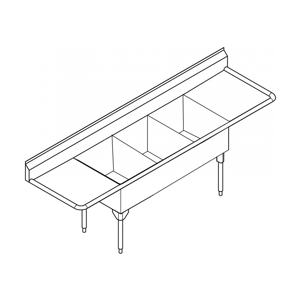 Franke STL2472LR-1 Service Series 14 Gauge Triple Sink