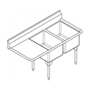 Franke RDL2448L-1 Restaurant Series 16 Gauge Double Sink