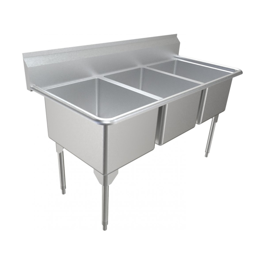 Franke RTL2454-1-2 Restaurant Series 16 Gauge Triple Sink