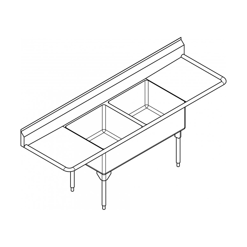Franke WDL2436LR-1-2 World Class Series 14 Gauge Double Sink