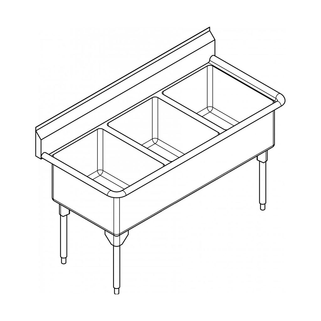Franke WTL2454-1-2 World Class Series 14 Gauge Triple Sink