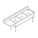 Franke WTL2454L-1-2 World Class Series 14 Gauge Triple Sink