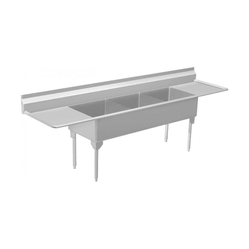 Franke WTL2454LR-1-2 World Class Series 14 Gauge Triple Sink