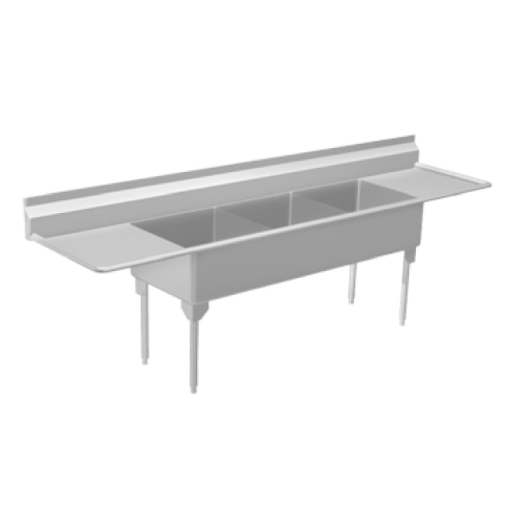 Franke WTL2472LR-1-2 World Class Series 14 Gauge Triple Sink