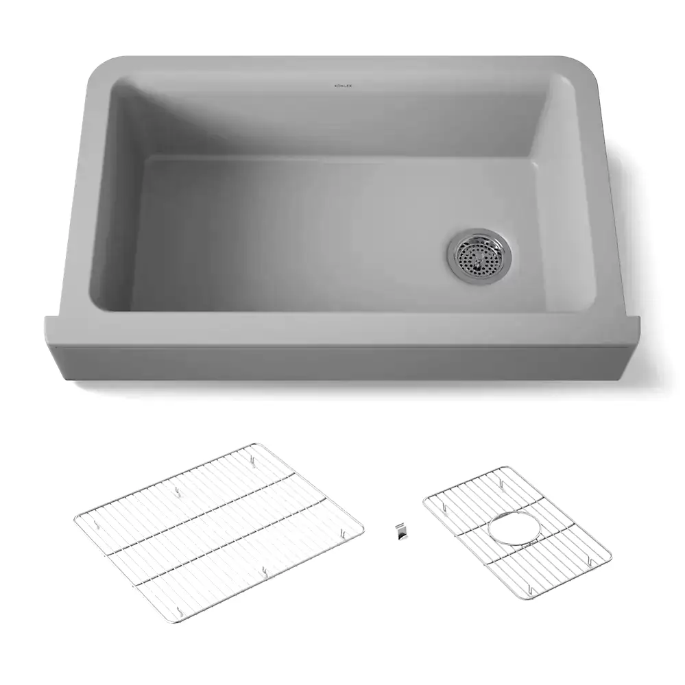 Kohler 25784-CM4 Cairn Undermount Single Bowl Farmhouse Kitchen Sink Matte Grey