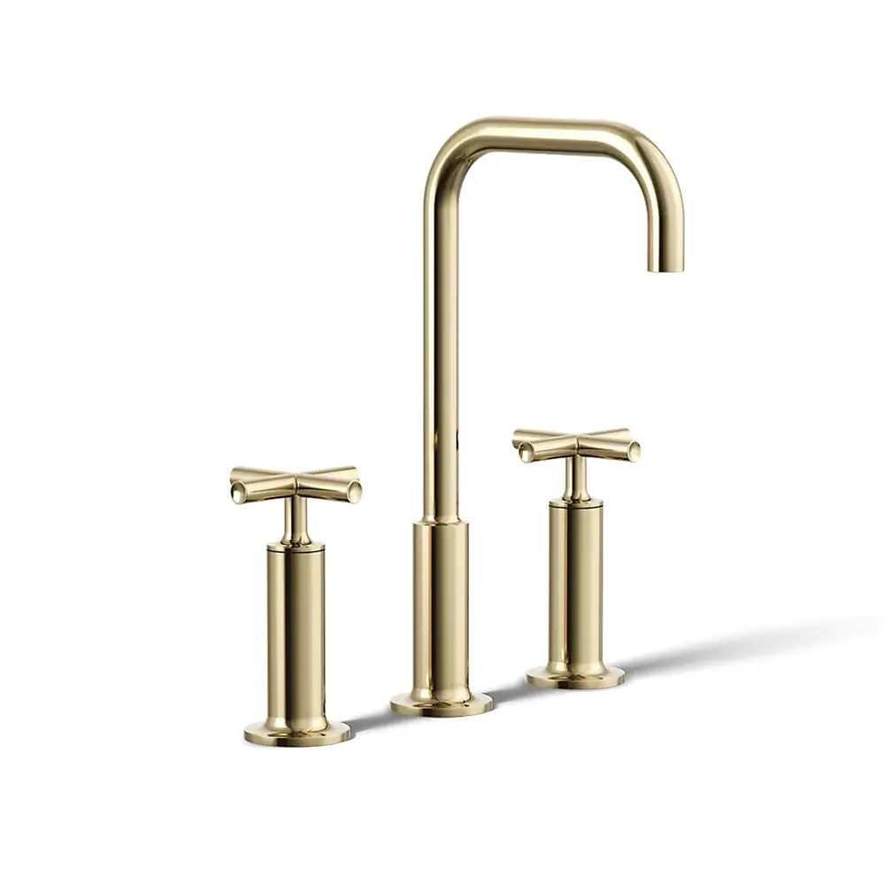Kohler 14408-3-AF Purist Widespread Bathroom Sink Faucet Vibrant French Gold