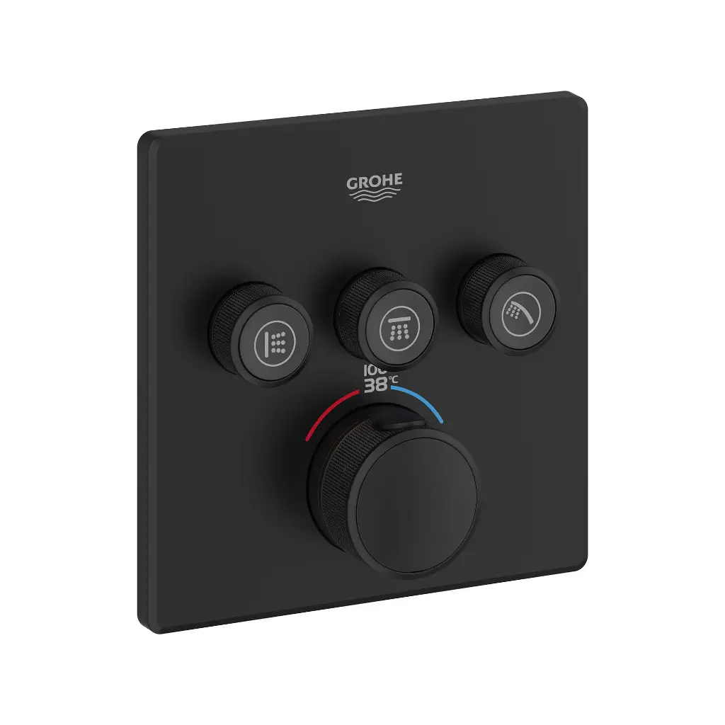 Grohe 291422430 Grohtherm Triple Function Thermostatic Valve Trim Matte Black