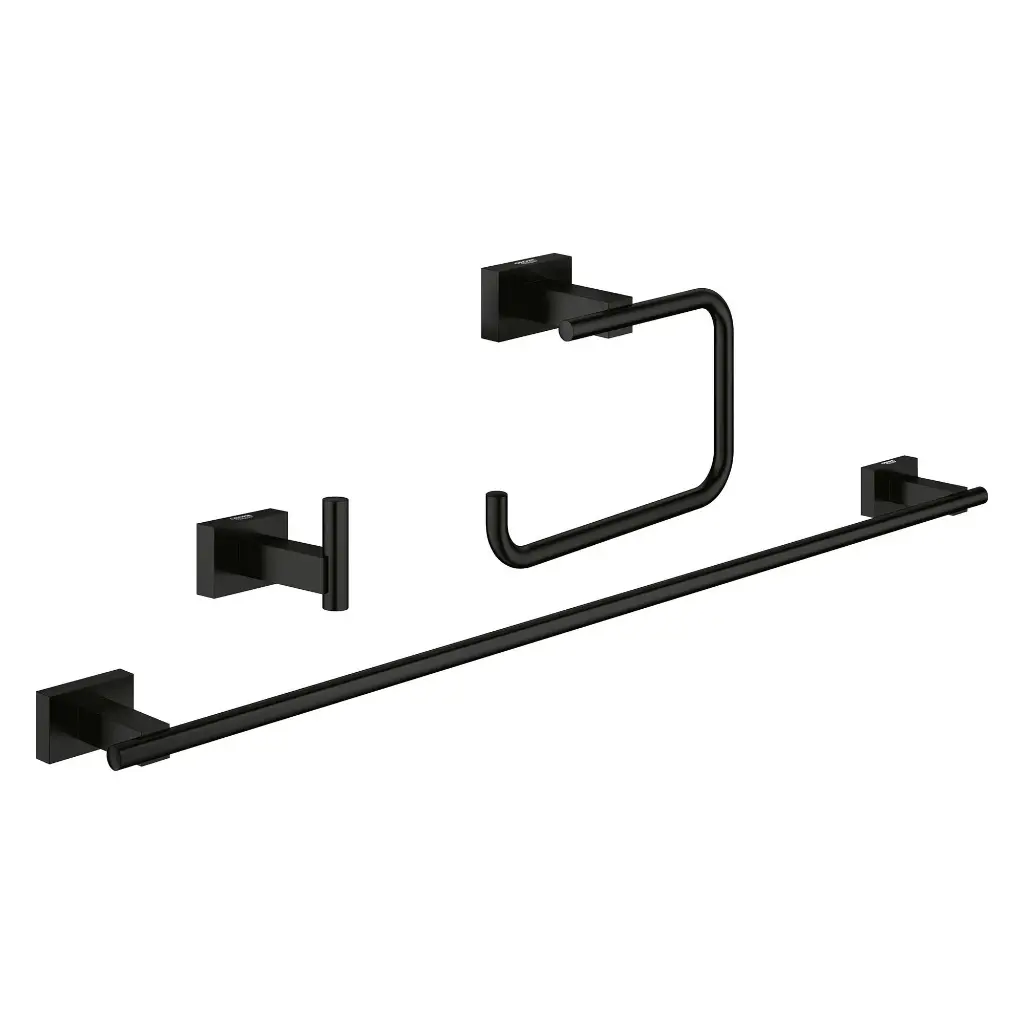 Grohe 407772431 Essentials Cube 3-In-1 Accessory Set Matte Black