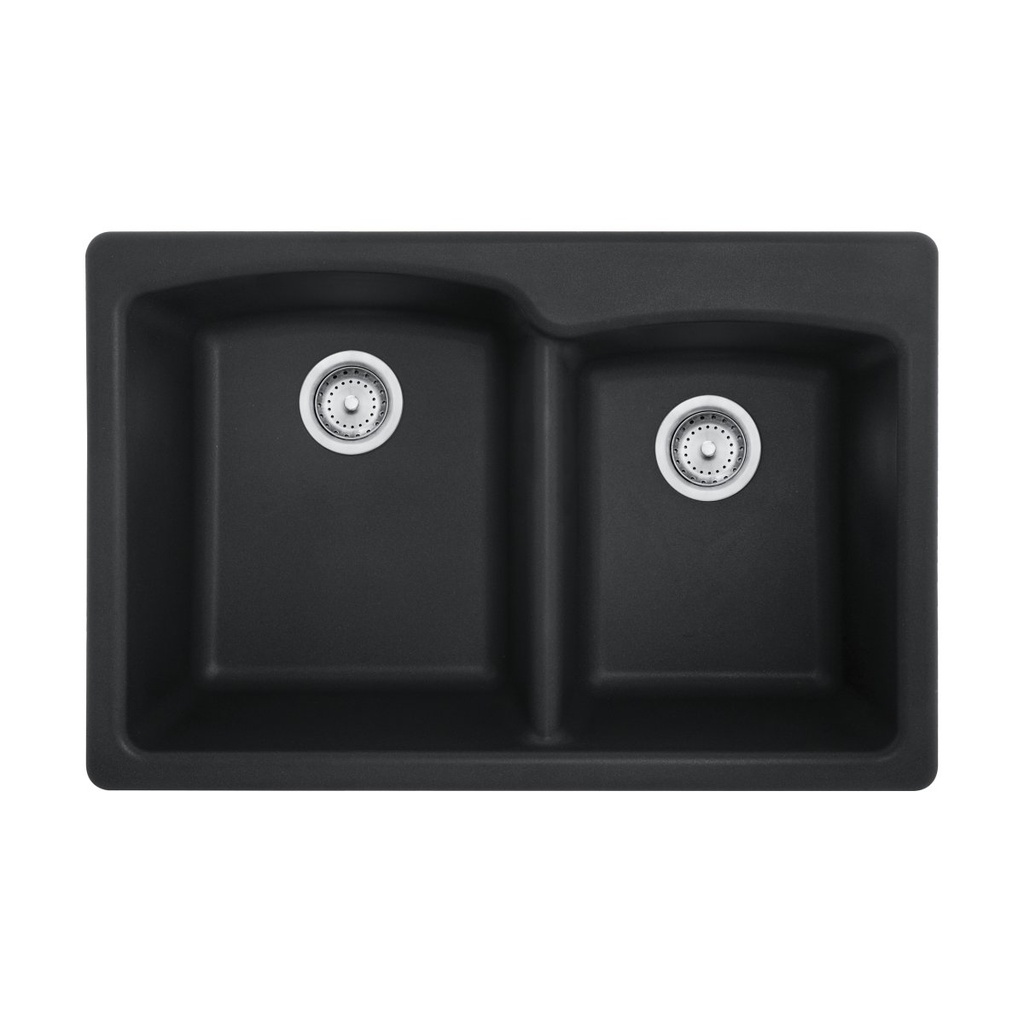 Franke EOOX33229-1-CA Ellipse Granite Dual Mount Double Sink Onyx