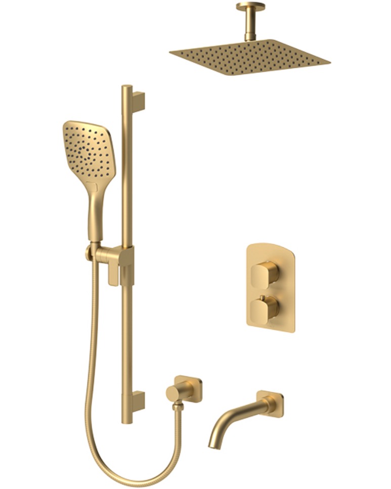 Tenzo DEPB33-511315-BG Delano T-Box Kit 3 Functions Pres Bal Brushed Gold Finish