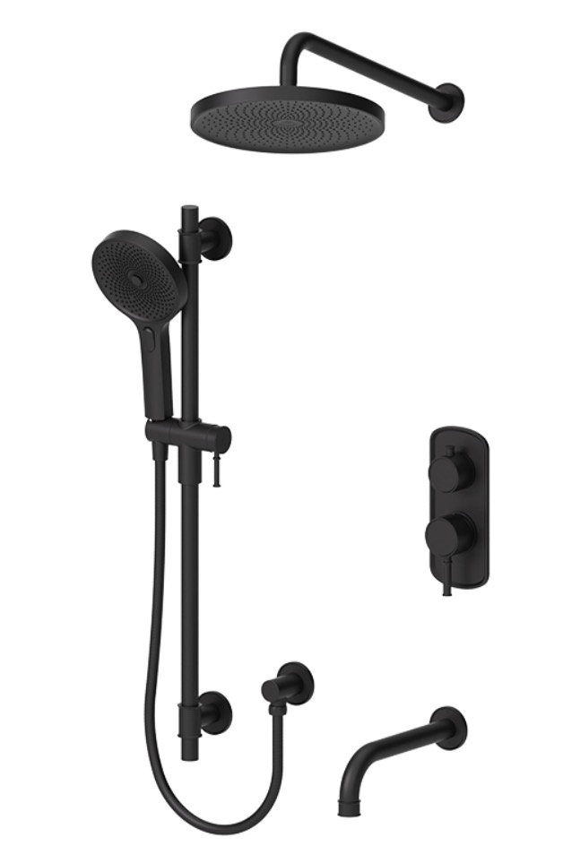 Tenzo ALYPB33-501145-MB Alyss T-Box Kit 3 Functions Pres Bal Matte Black Finish