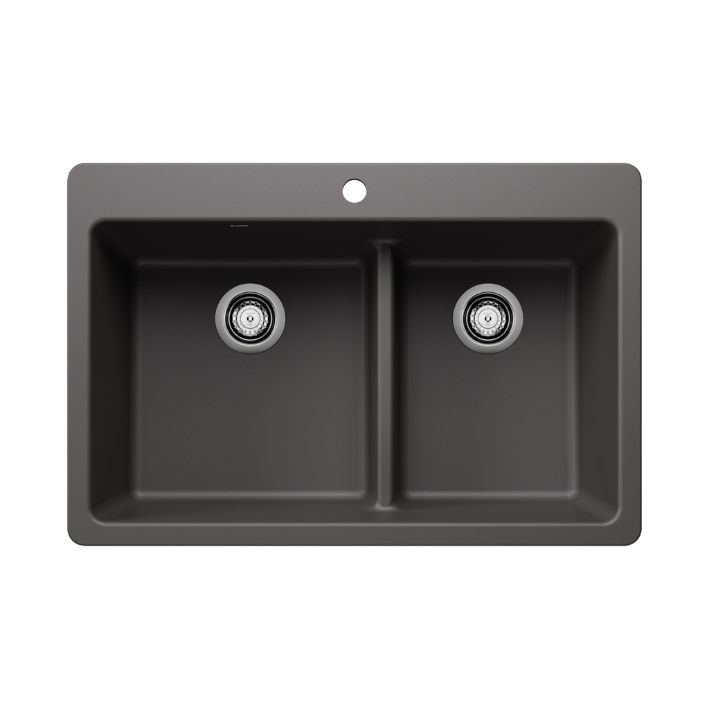 Blanco 403644 Liven 33 1.75 Low Divide Silgranit Sink Cinder