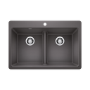 Blanco 403636 Liven 33 Equal Double Low Divide Sink Cinder
