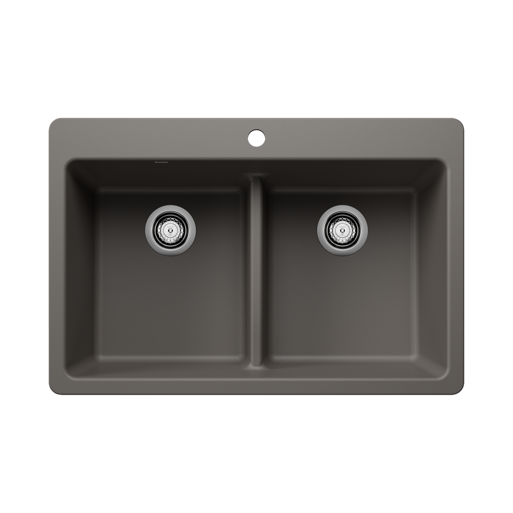 Blanco 403640 Liven 33 Equal Double Low Divide Sink Volcano Gray