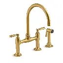 Kohler 28356-2MB Edalyn Two Hole Bridge Kitchen Sink Faucet Vibrant Brushed Moderne Brass