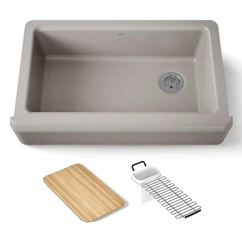 Kohler 24564-TRF Riverby 35-3/4" Undermount Farmhouse Workstation Sink Truffle