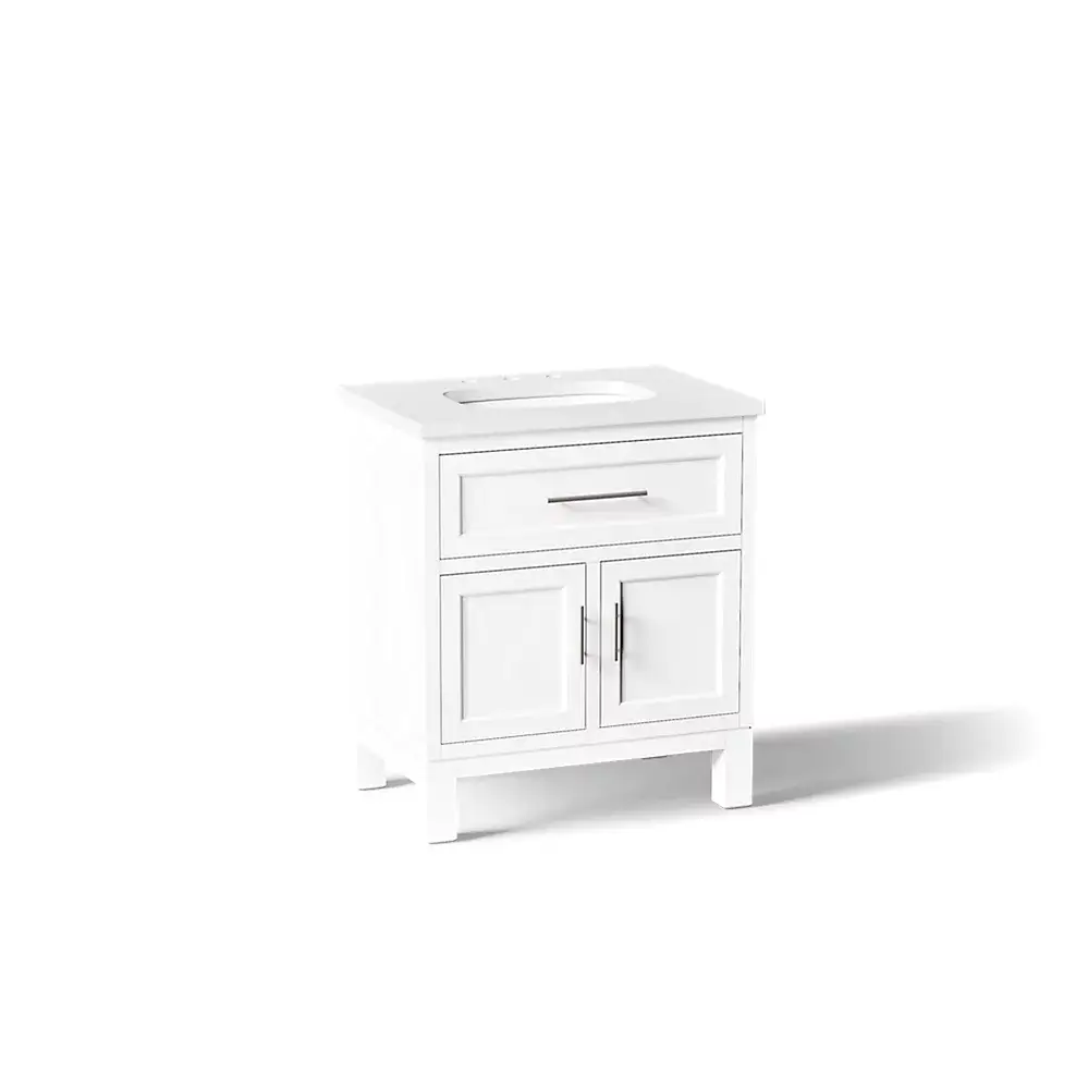 Kohler 28380-ASB-0 Quo 30" Vanity With Sink And Quartz Top White
