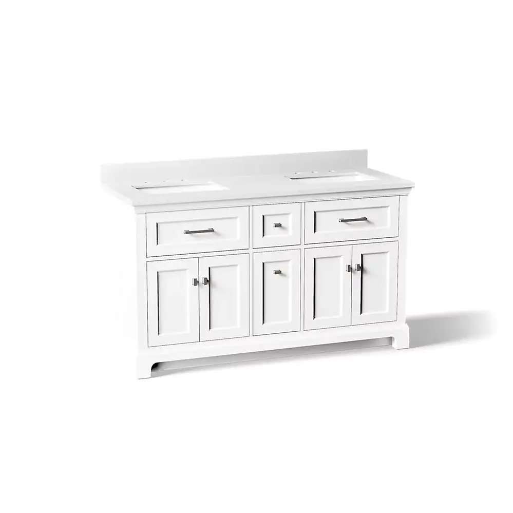 Kohler 29263-BD1-0 Charlemont 60" Vanity With Sinks And Quartz Top White