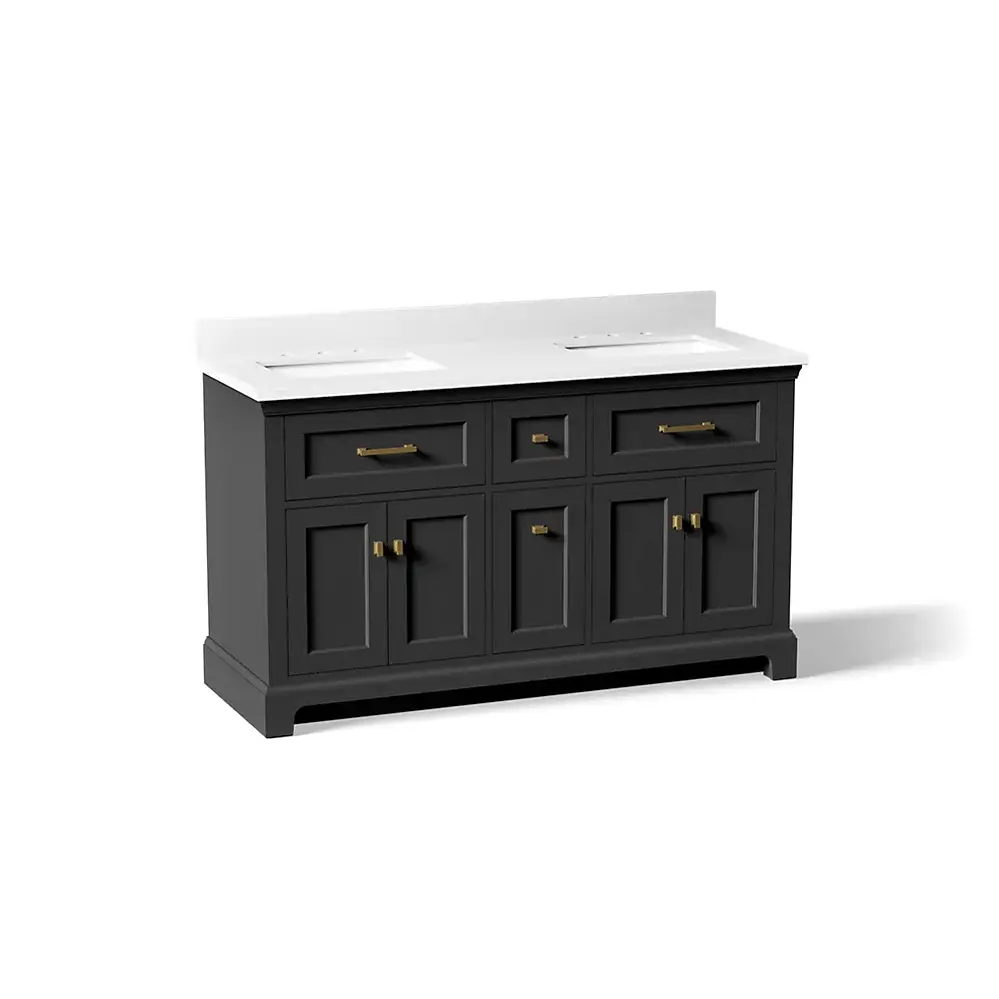 Kohler 29263-BD1-DWG Charlemont 60" Vanity With Sinks And Quartz Top Ferrous Grey