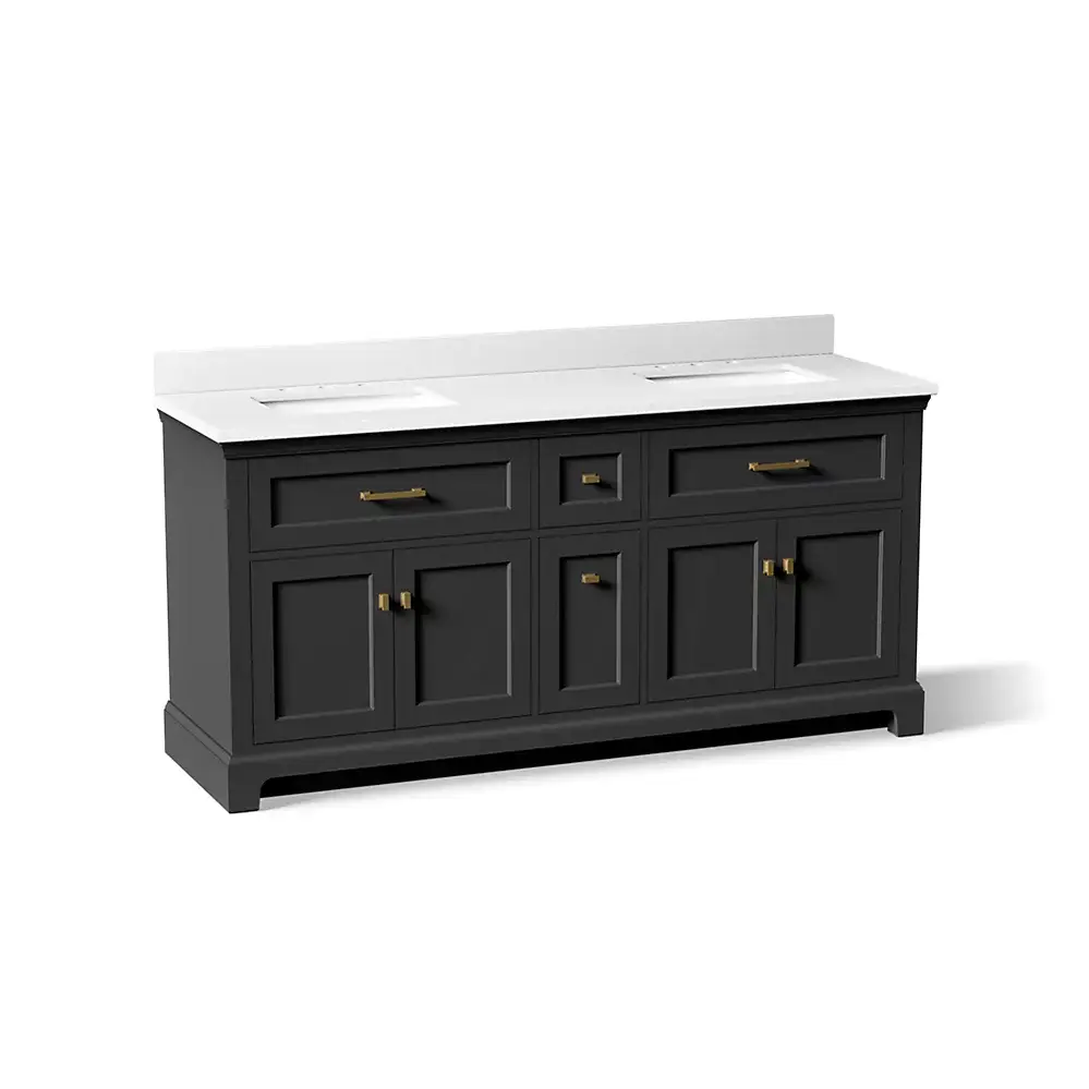 Kohler 29264-BD1-DWG Charlemont 72" Vanity With Sinks And Quartz Top Ferrous Grey