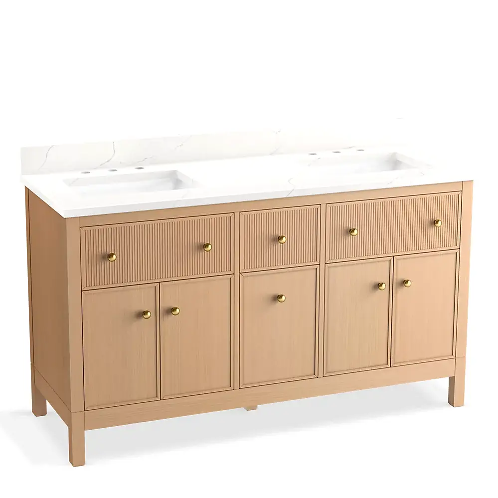 Kohler 35022-SWK Malin 60" Bathroom Vanity Cabinet With Sink White Oak
