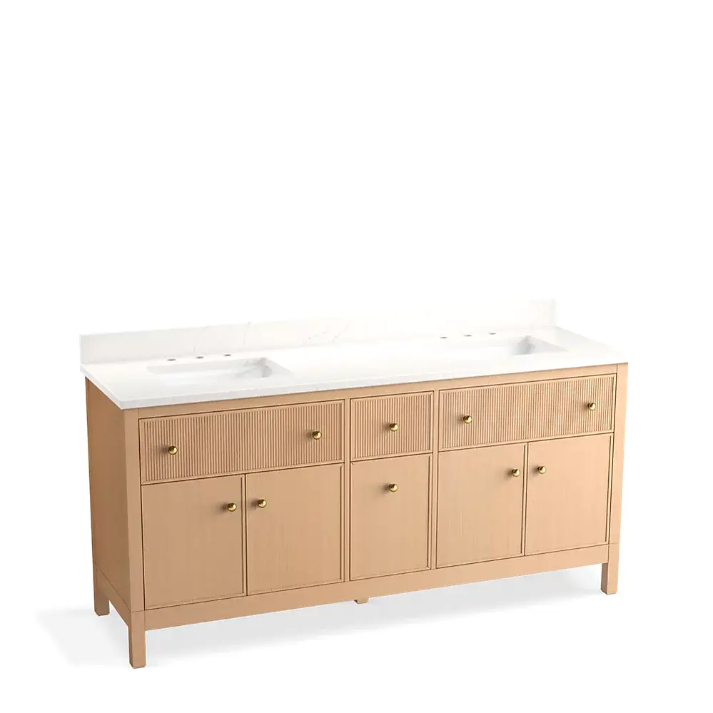 Kohler 35023-SWK Malin 72" Bathroom Vanity Cabinet With Sink White Oak