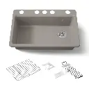 Kohler 5871-5UA3-TRF Riverby 33" Undermount Workstation Kitchen Sink Truffle