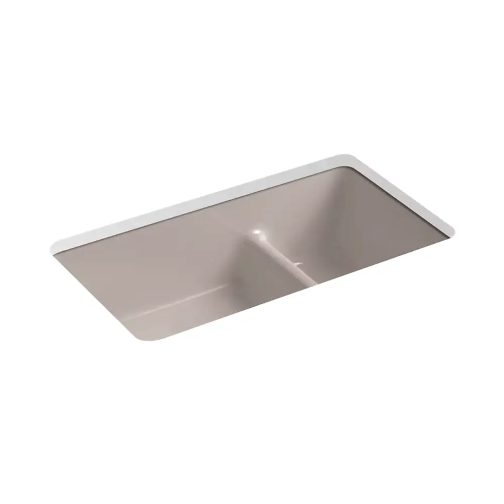 Kohler 6625-TRF Iron Tones 33" Undermount Double Bowl Kitchen Sink Truffle