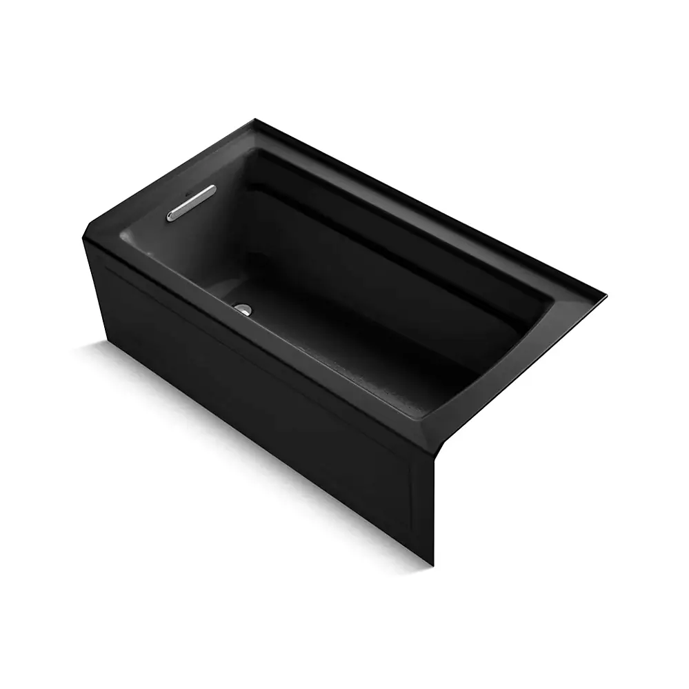 Kohler 1122-GHLA-7 Archer 60" x 32" Alcove Heated Bubble Massage Air Bath Left Drain Black