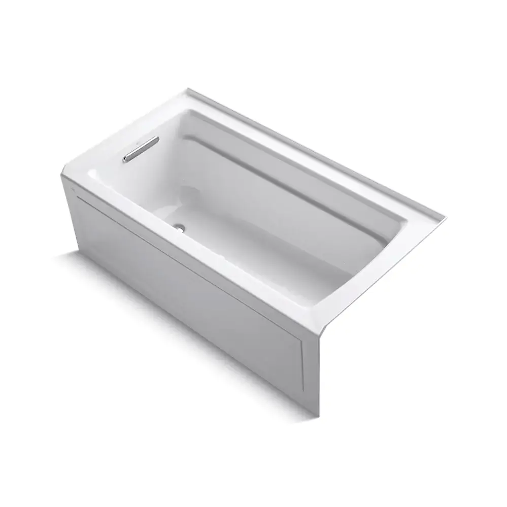 Kohler 1122-GHLAW-0 Archer 60" x 32" Integral Apron Heated Bubble Massage Air Bath Left Drain White