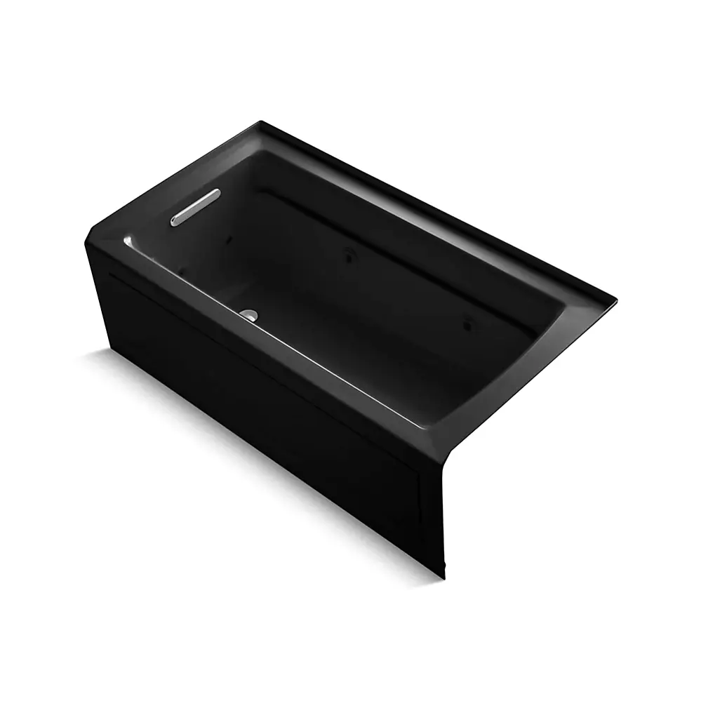 Kohler 1122-HL-7 Archer 60" x 32" Alcove Heated Whirlpool Bath Left Drain Black