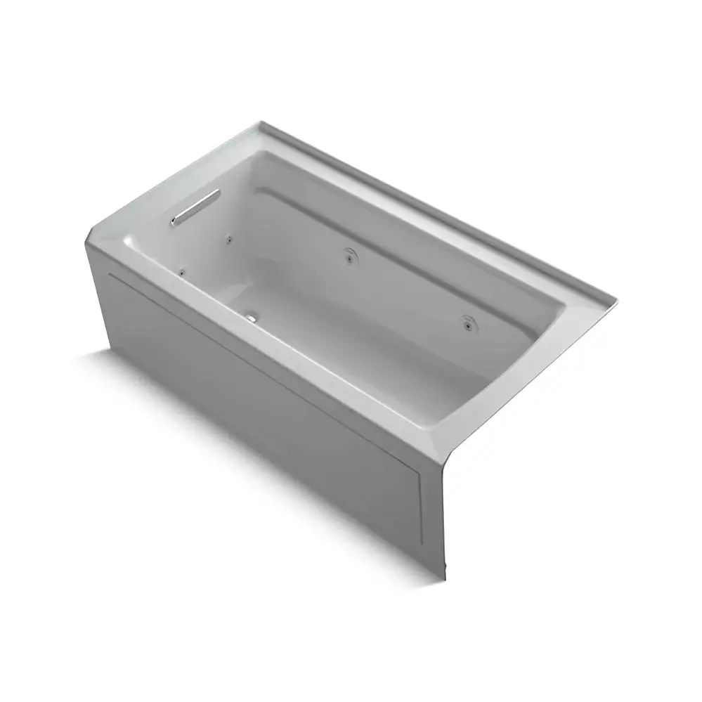 Kohler 1122-HR-95 Archer 60" x 32" Alcove Heated Whirlpool Bath Right Drain Ice Grey