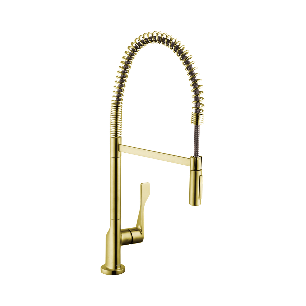 Hansgrohe 39841251 Axor Citterio Semi-Pro 2-Spray Kitchen Faucet Brushed Gold Optic