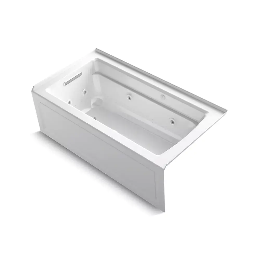 Kohler 1122-XGHLA-0 Archer 60" x 32" Alcove Heated Bubble Massage Bath Left Drain White
