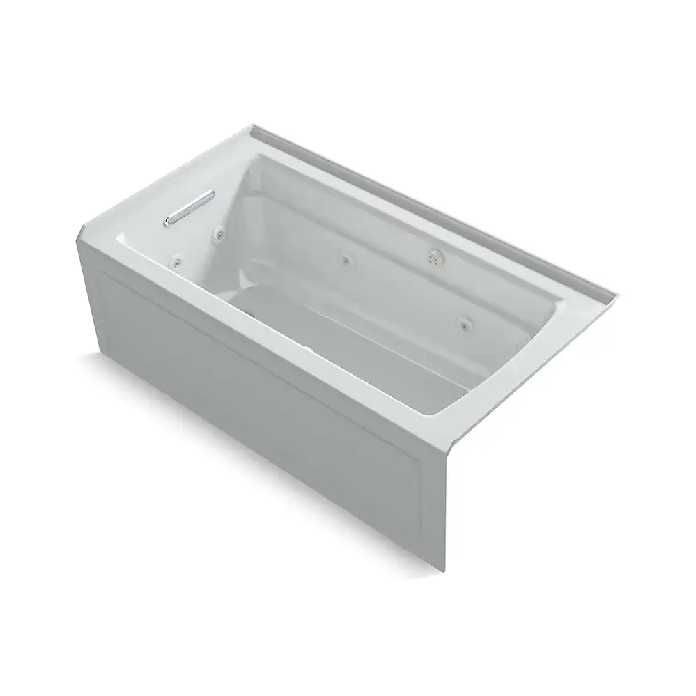 Kohler 1122-XGHLA-95 Archer 60" x 32" Alcove Heated Bubble Massage Bath Left Drain Ice Grey